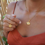 Large Gold Dainty Evil Eye Protection Pendant