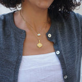 Large Gold Dainty Evil Eye Protection Pendant