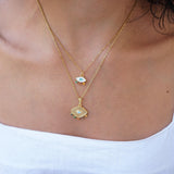Large Gold Dainty Evil Eye Protection Pendant
