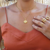 Large Gold Dainty Evil Eye Protection Pendant