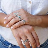 Silver Floral-Pattern Engraved Band Ring