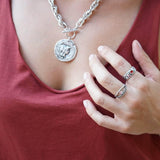 Silver Floral-Pattern Engraved Band Ring