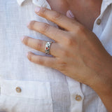 Silver Floral-Pattern Engraved Band Ring