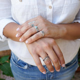 Silver Floral-Pattern Engraved Band Ring