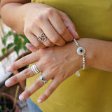 Silver Floral-Pattern Engraved Band Ring