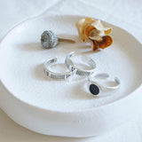 Silver Compass Symbols Ring