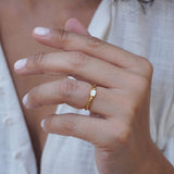 Tiny Gold Band Evil Eye Ring