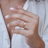 Tiny Gold Band Evil Eye Ring