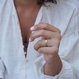 Tiny Gold Band Evil Eye Ring