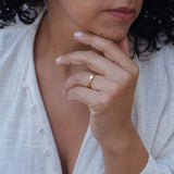 Tiny Gold Band Evil Eye Ring