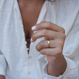 Tiny Gold Band Evil Eye Ring