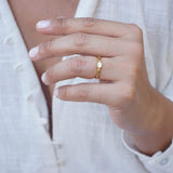 Tiny Gold Band Evil Eye Ring