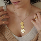 Gold Hammered Discs Necklace