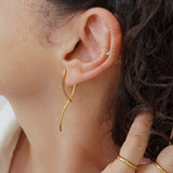 Modern Gold Long Curved Earrings