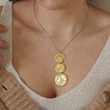 Gold Hammered Discs Necklace