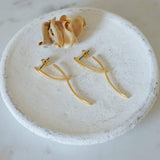 Modern Gold Long Curved Earrings