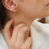 Modern Gold Long Curved Earrings
