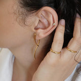 Modern Gold Long Curved Earrings