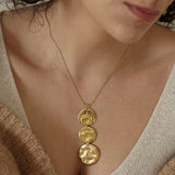 Gold Hammered Discs Necklace