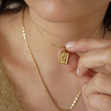 Gold Rectangle Snake Stamp Necklace