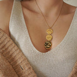 Gold Hammered Discs Necklace