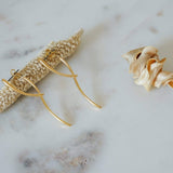 Modern Gold Long Curved Earrings