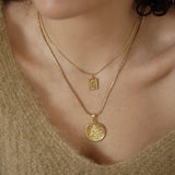 Gold Rectangle Snake Stamp Necklace