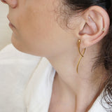 Modern Gold Long Curved Earrings