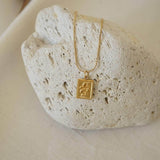 Gold Rectangle Snake Stamp Necklace