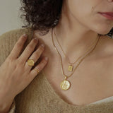 Gold Rectangle Snake Stamp Necklace