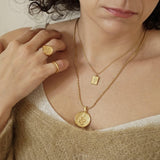 Gold Rectangle Snake Stamp Necklace