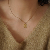 Gold Rectangle Snake Stamp Necklace