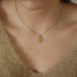 Gold Rectangle Snake Stamp Necklace