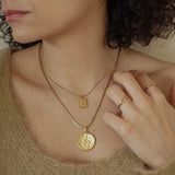 Gold Rectangle Snake Stamp Necklace