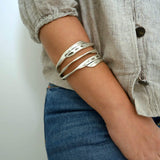 Silver Thick Round Hammered Bangle