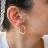 Silver Bold Narrow Hoop Earrings