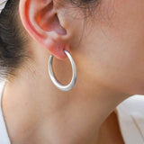 Silver Bold Narrow Hoop Earrings