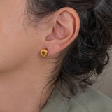 Gold Asymmetric Circle Stud Earrings