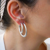Silver Bold Narrow Hoop Earrings