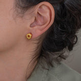 Gold Asymmetric Circle Stud Earrings