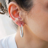 Silver Bold Narrow Hoop Earrings