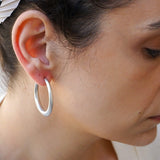 Silver Bold Narrow Hoop Earrings