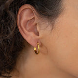Classic Gold Medium Hoop Earrings with Stripes