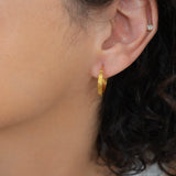 Classic Gold Medium Hoop Earrings with Stripes