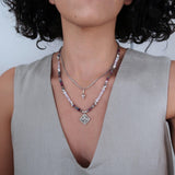 Gemstone Layered Necklace Set - Ruby Sapphire Kunzite Pendants