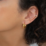 Classic Gold Medium Hoop Earrings with Stripes
