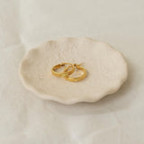 Classic Gold Medium Hoop Earrings with Stripes