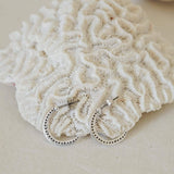 Silver-Dotted Moon Hoop Earrings