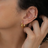 Classic Gold Medium Hoop Earrings with Stripes