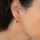 Classic Gold Medium Hoop Earrings with Stripes